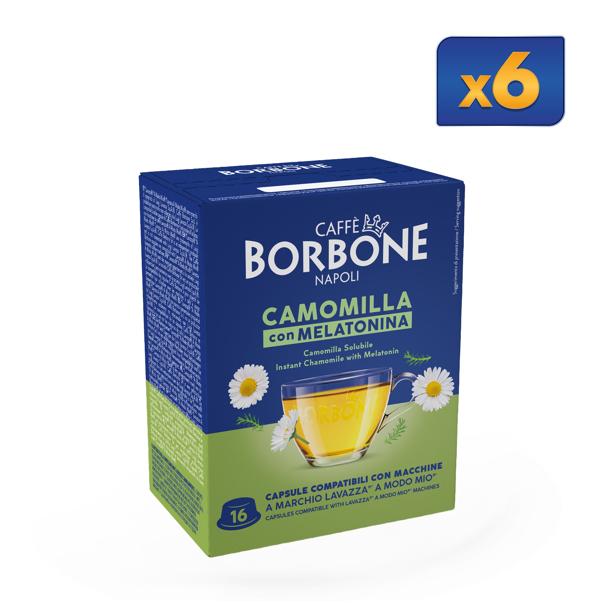 96 Capsules Chamomile And Melatonin Caffe Borbone For Soluble Beverage