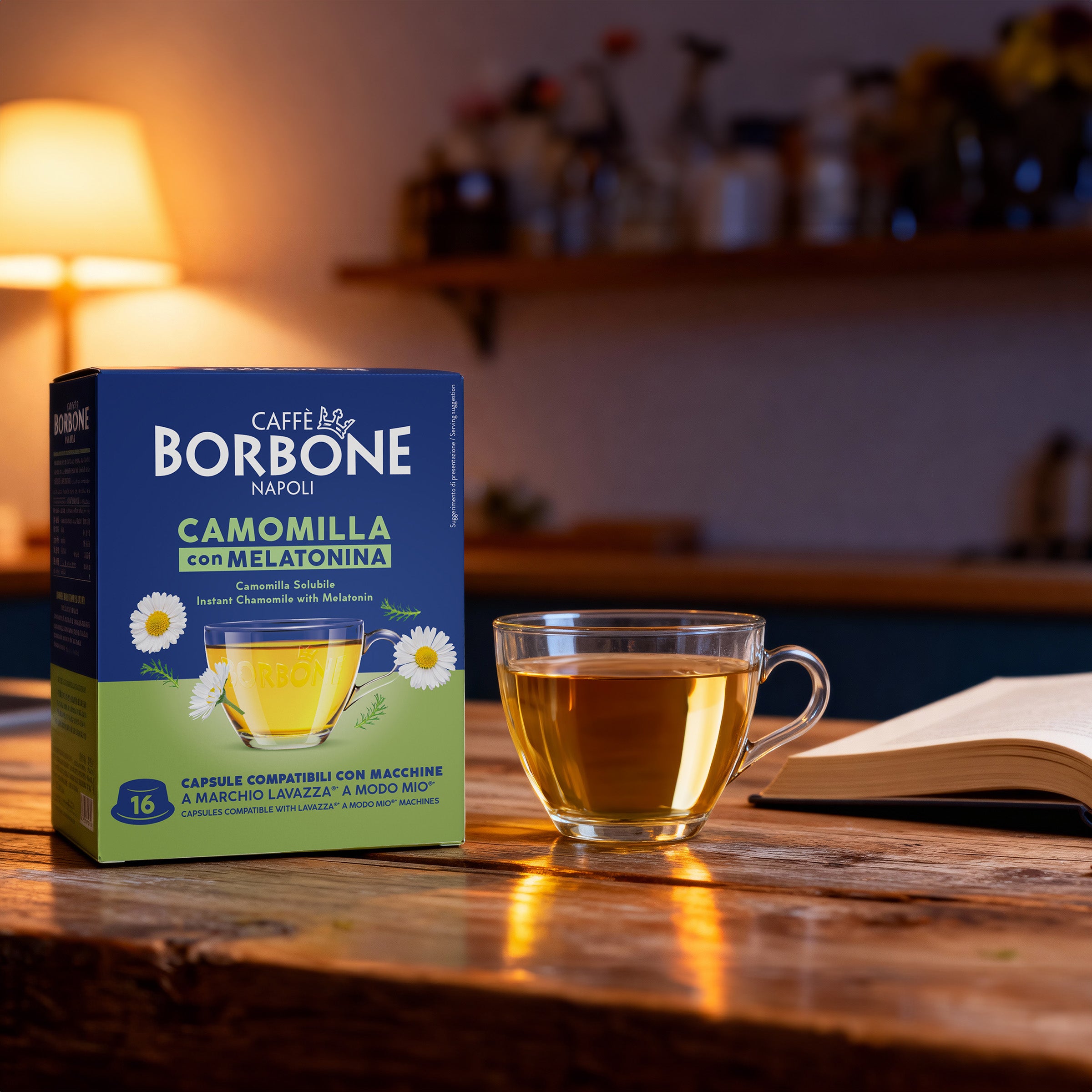 96 Capsules Chamomile And Melatonin Caffe Borbone For Soluble Beverage