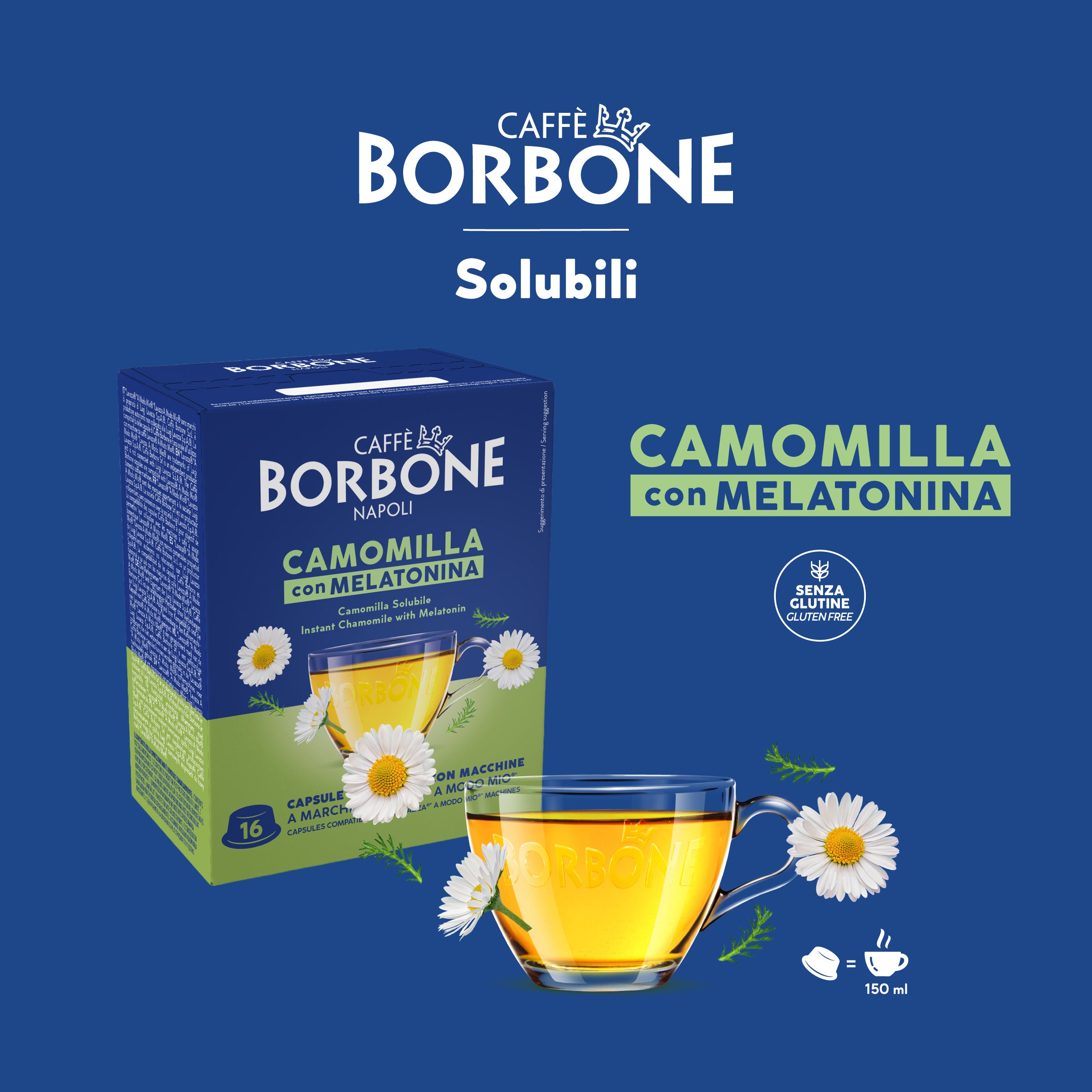 96 Capsules Chamomile And Melatonin Caffe Borbone For Soluble Beverage