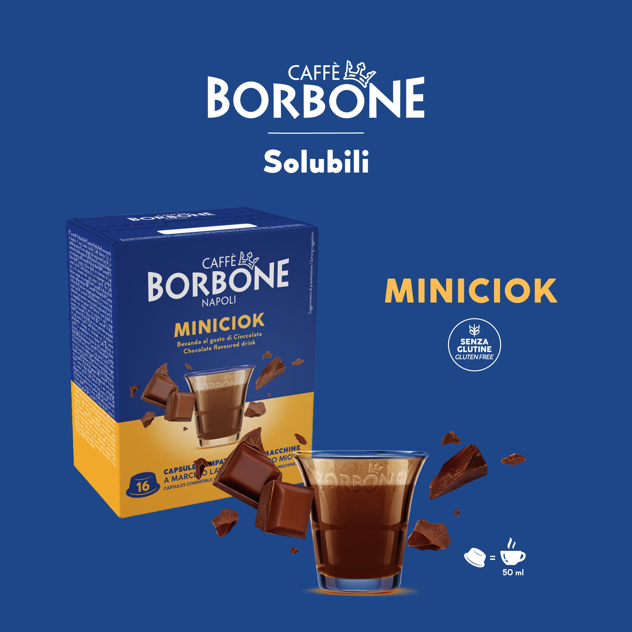 96 Capsules Miniciok Caffe Borbone For Instant Drink Chocolate Flavor