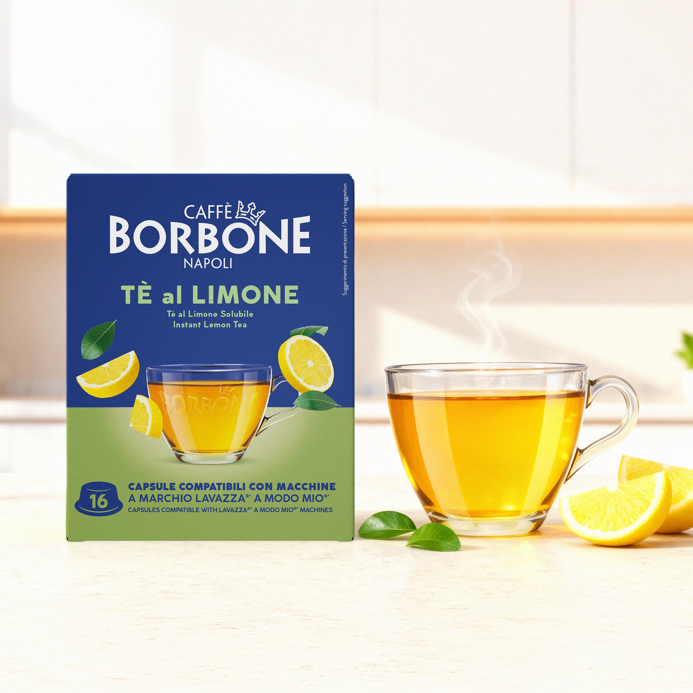 96 Capsules Lemon Tea Flavor For Instant Drink Caffe Borbone