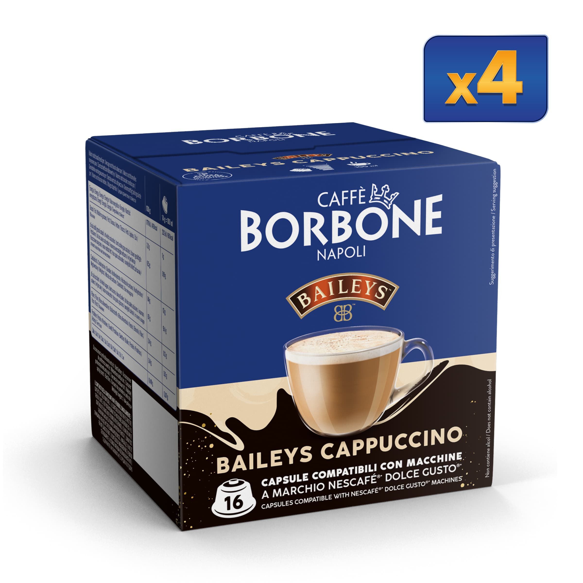 64 Capsules Borbone For Soluble Beverage Cappuccino Baileys