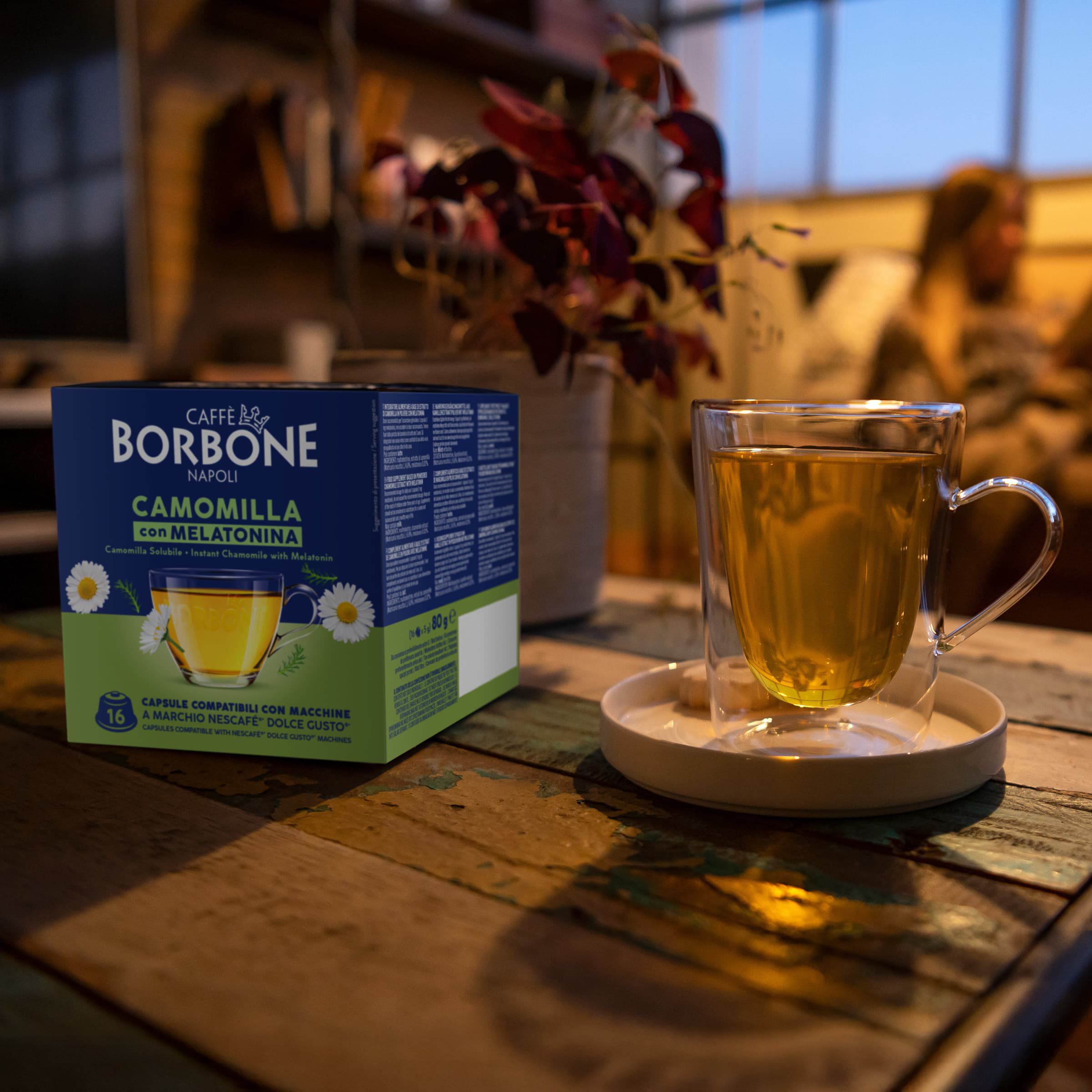 64 Capsules Chamomile And Melatonin Borbone For Soluble Beverage