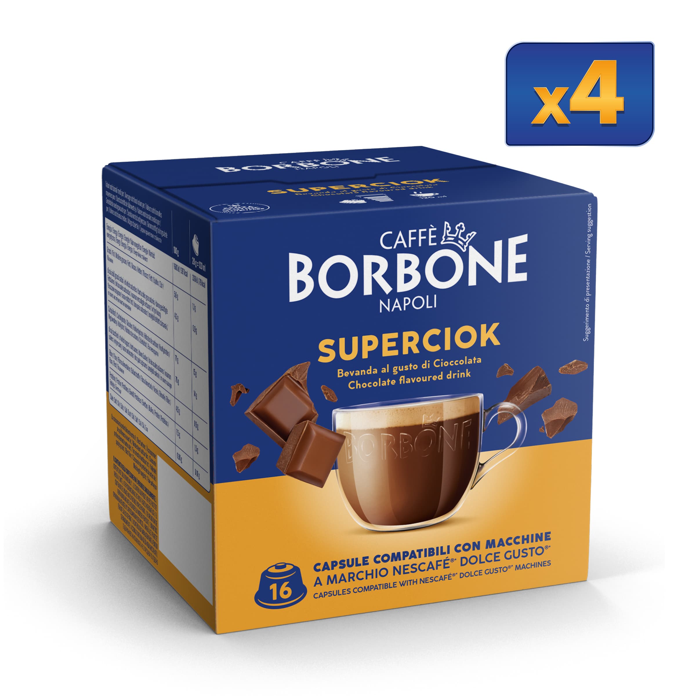 64 Capsules Superciock Borbone For Soluble Drink With Chocolate Flavor