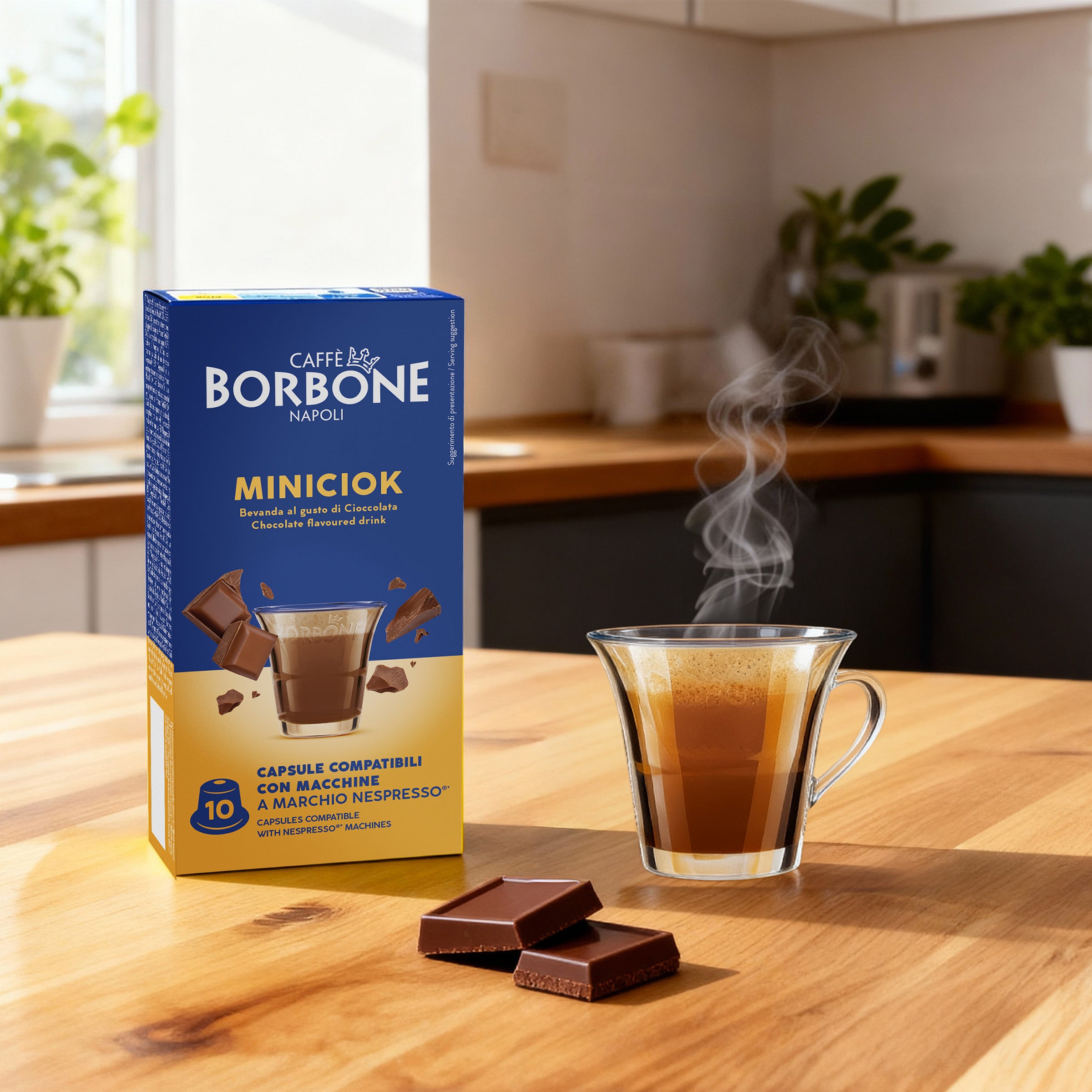 60 Capsules Miniciock Borbone For Soluble Beverage Chocolate Flavor
