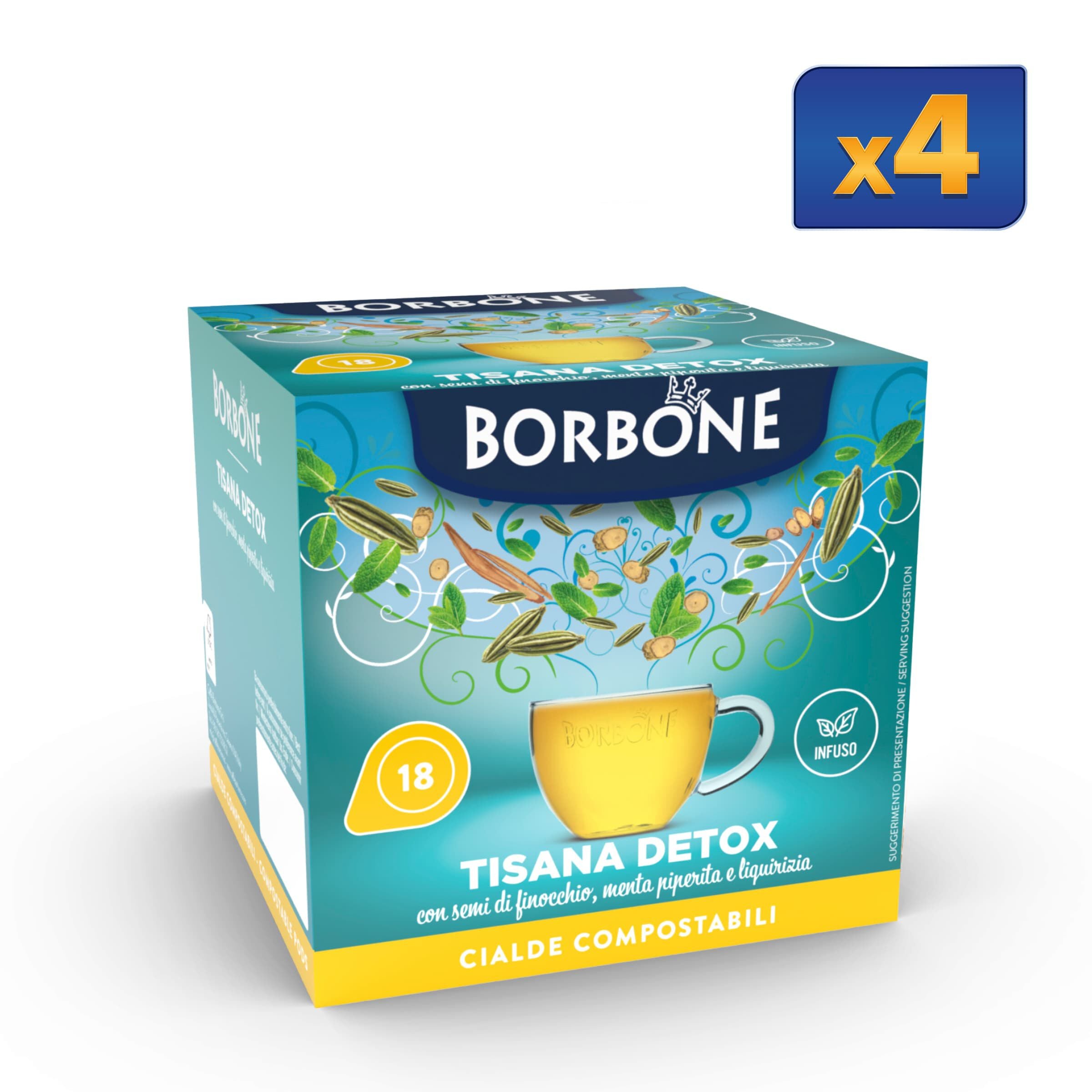 72 Ese Paper Pods 44 Mm Caffe Borbone Herbal Tea Detox