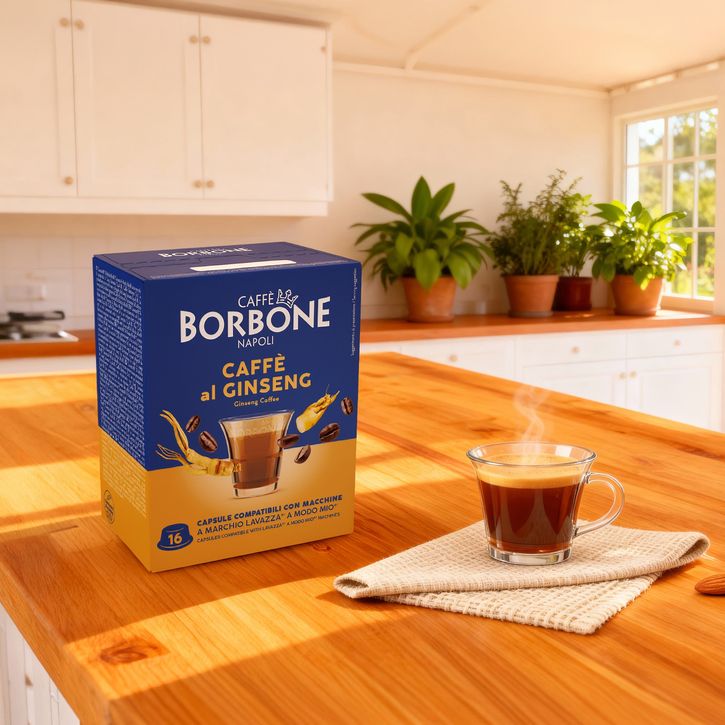 96 Capsules Ginseng Flavor Caffe Borbone For Soluble Beverage