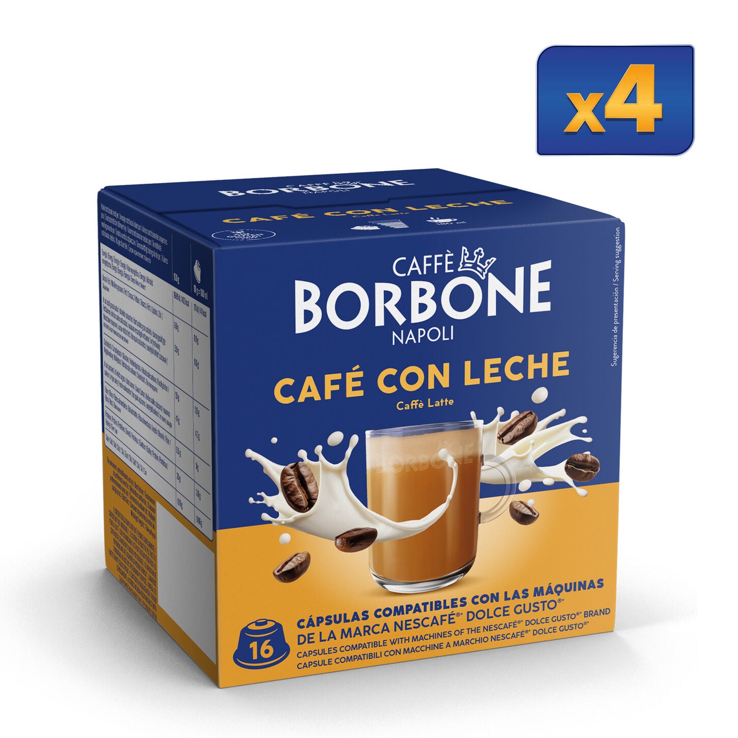 64 Capsules Compatible Borbone Machines Nescafe Dolce Gusto Cafe Con Leche