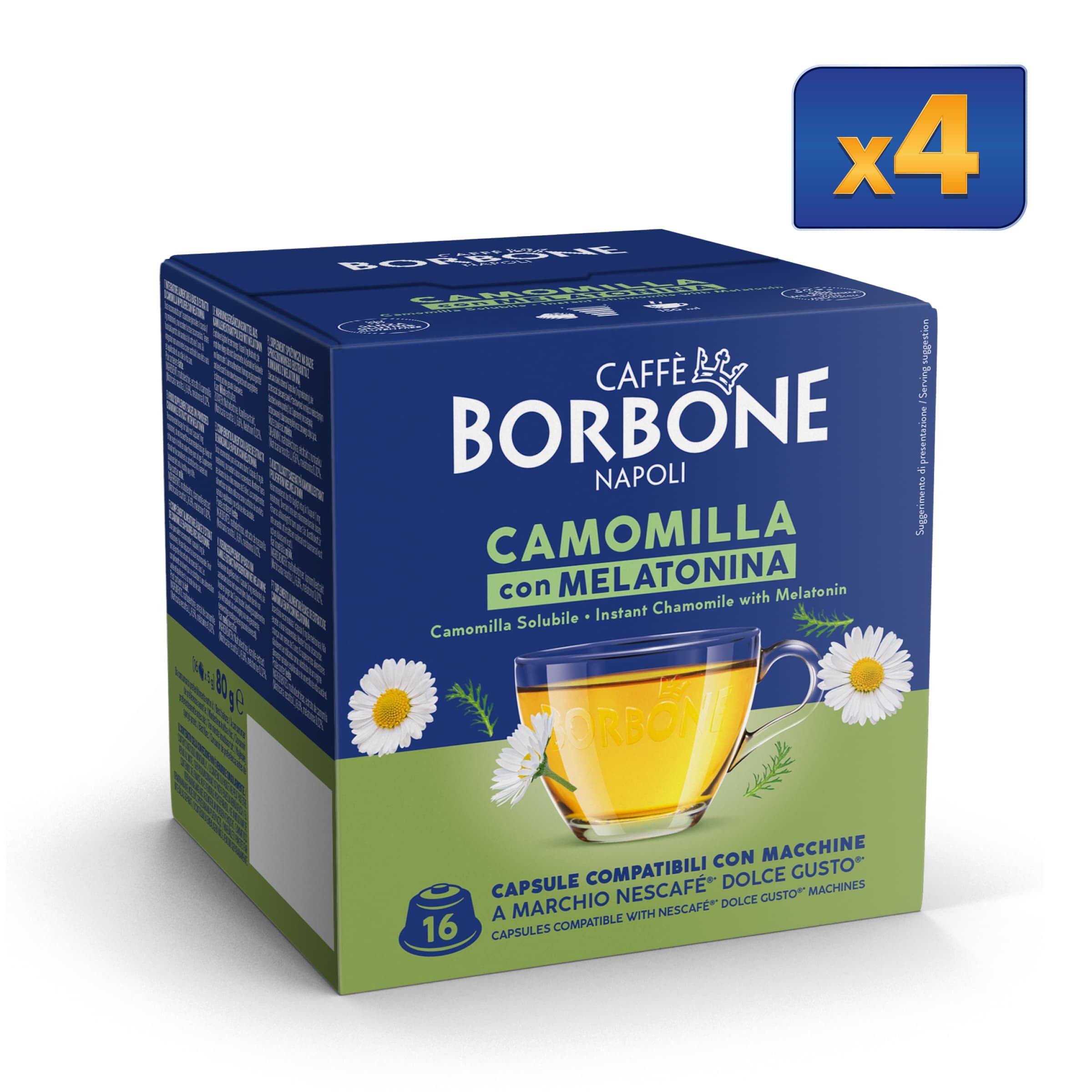 64 Capsules Chamomile And Melatonin Borbone For Soluble Beverage
