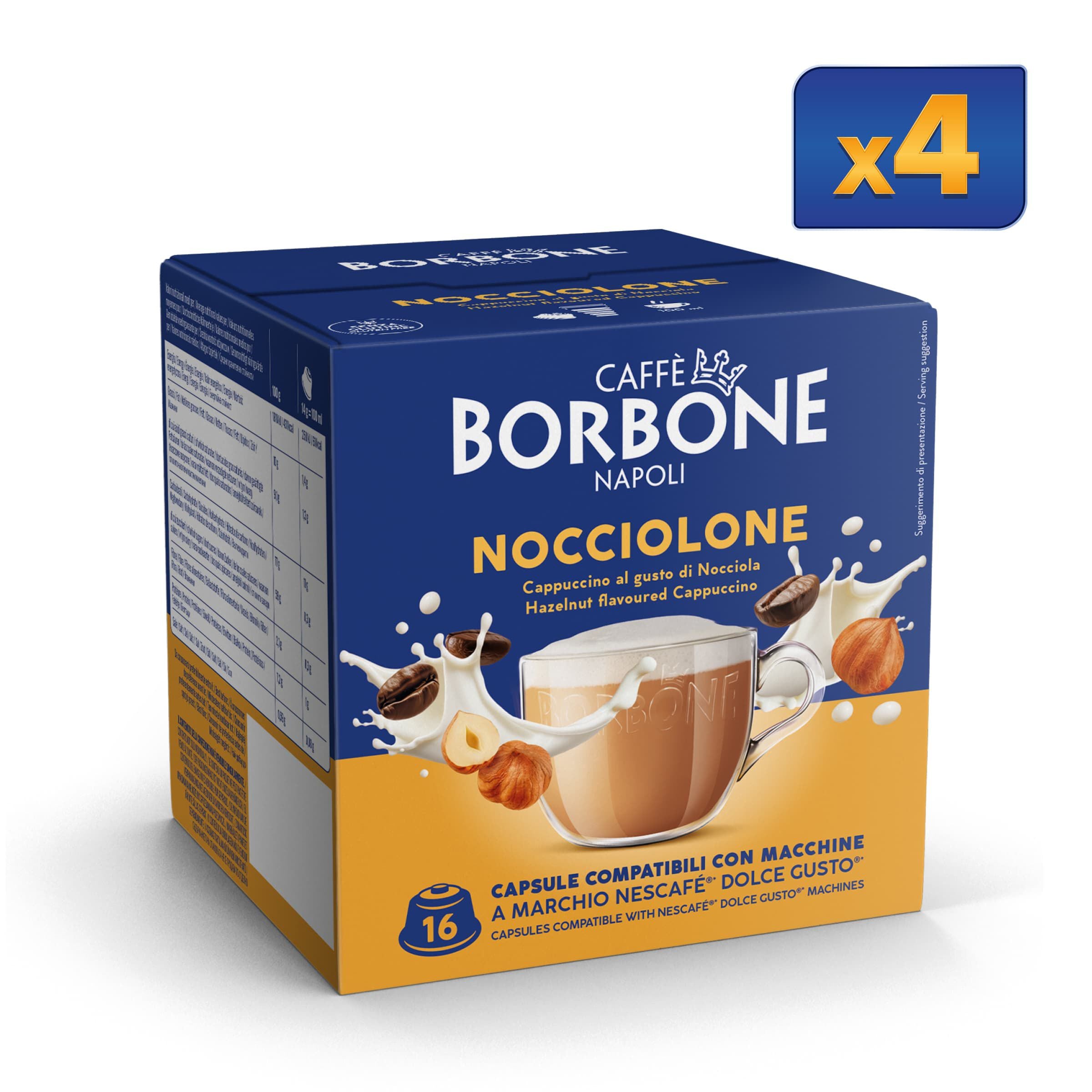 64 Capsules Nocciolone Borbone For Soluble Beverage With Hazelnut Cappuccino Flavor