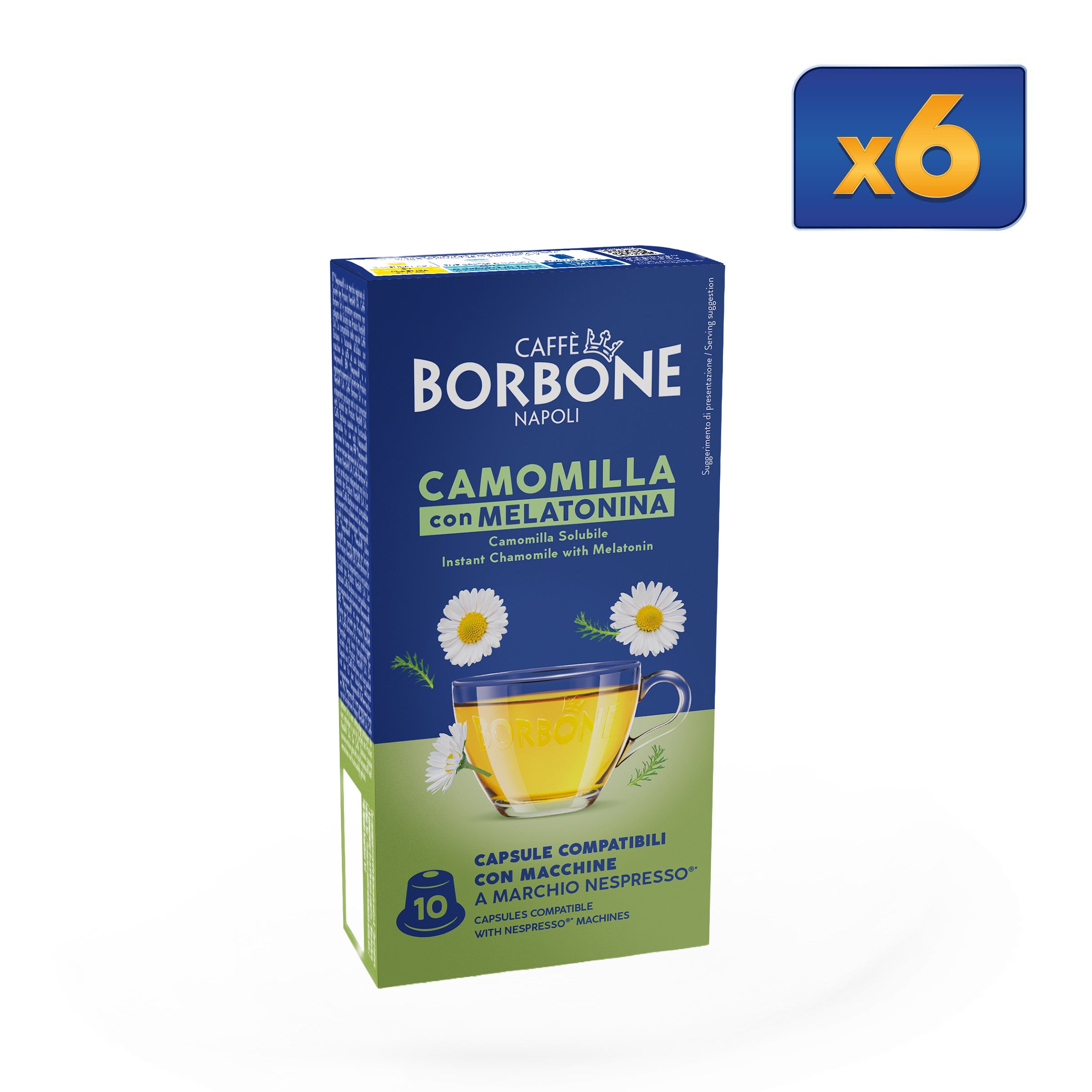 60 Capsules Chamomile And Melatonin Caffe Borbone For Soluble Beverage