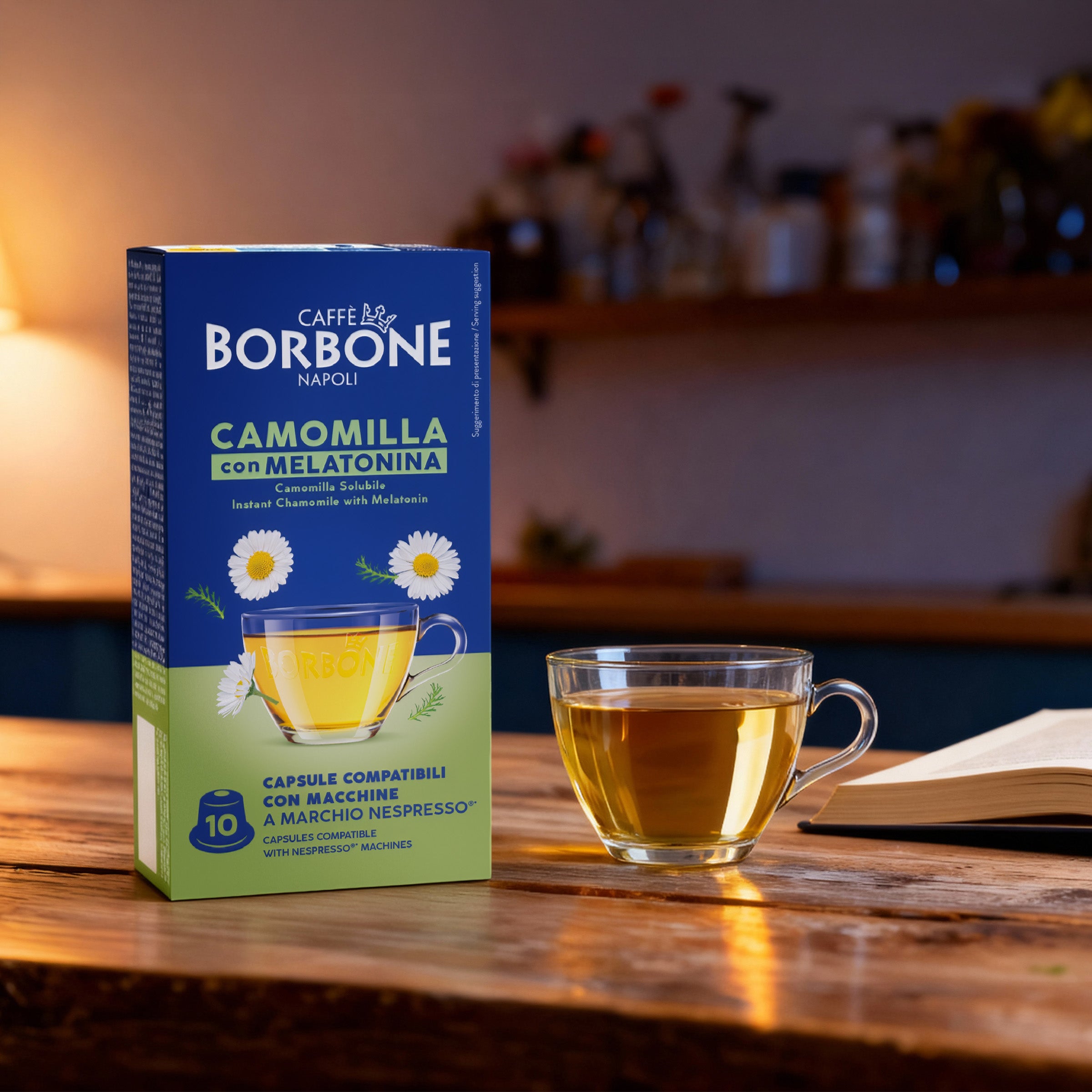 60 Capsules Chamomile And Melatonin Caffe Borbone For Soluble Beverage