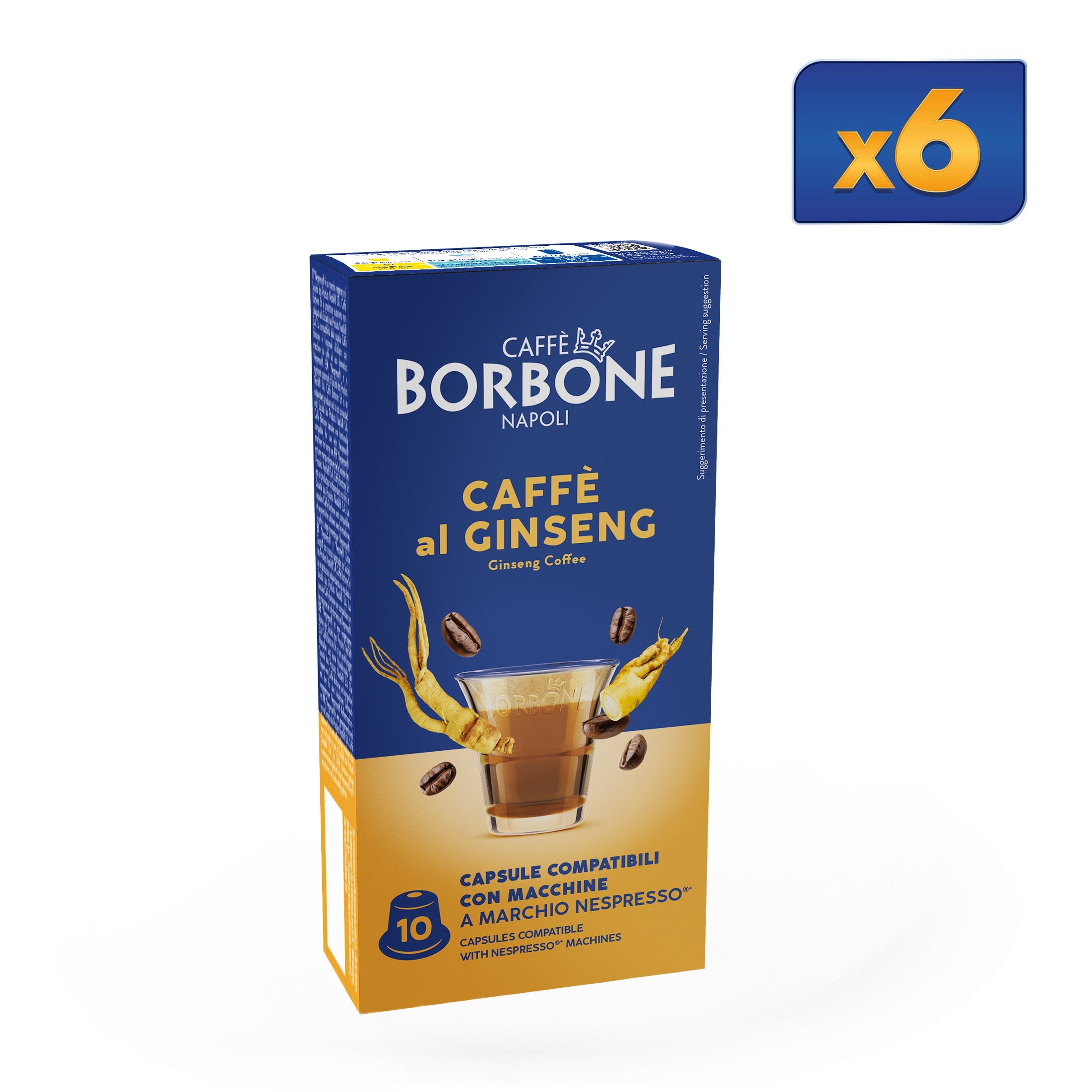 60 Capsules Ginseng And Milk Taste Caffe Borbone For Soluble Beverage