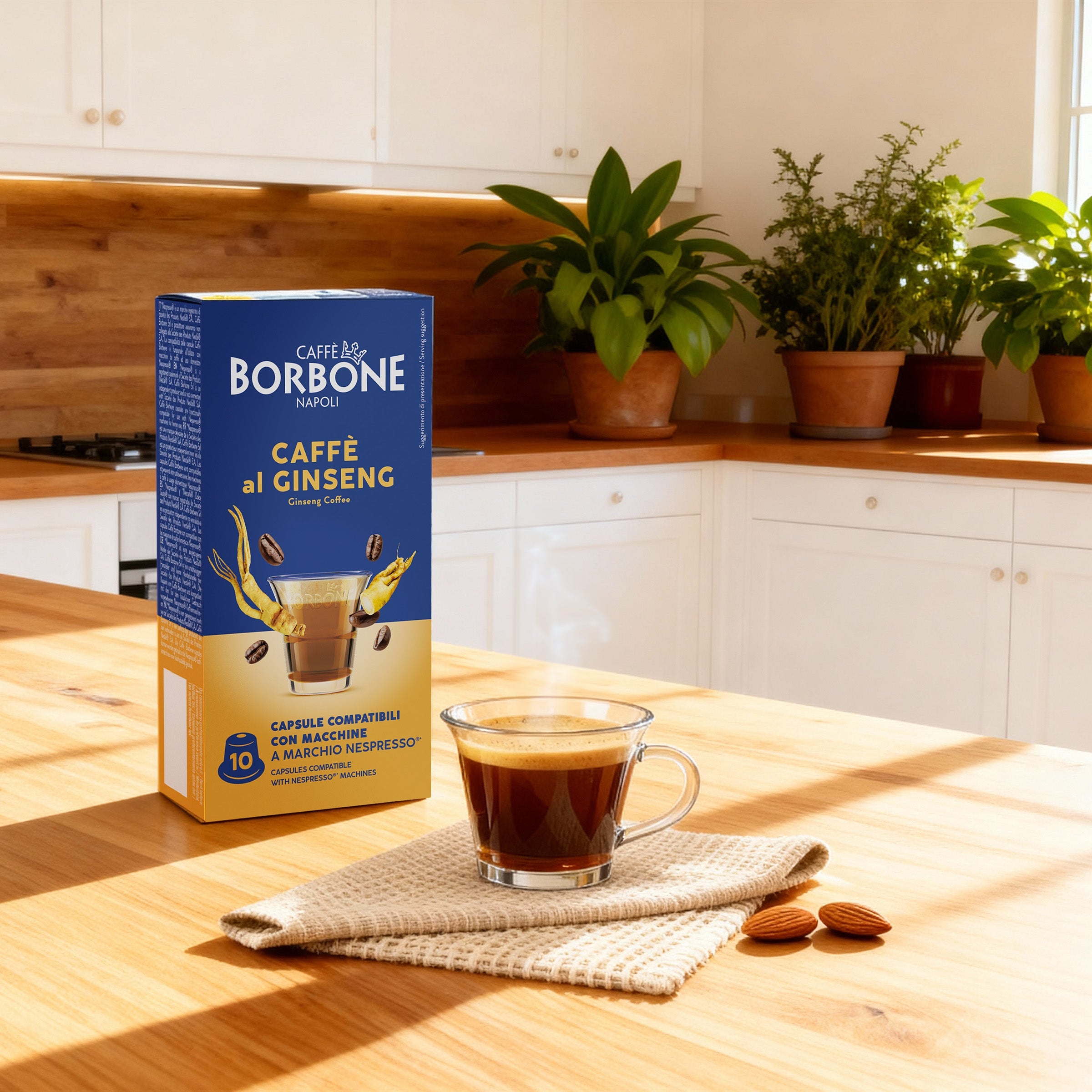 60 Capsules Ginseng And Milk Taste Caffe Borbone For Soluble Beverage