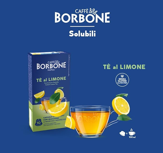 60 Capsules Lemon Tea Flavor Caffe Borbone For Soluble Drink